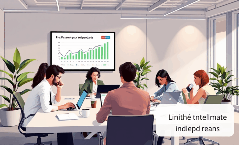 Image représentant des travailleurs indépendants examinant des options de prêt personnel intelligent.