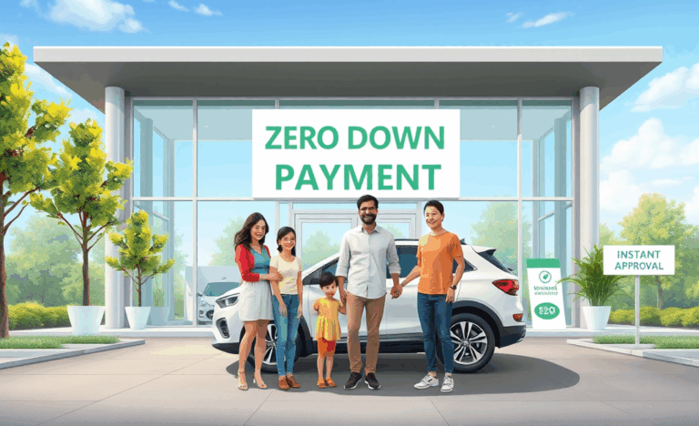 Image illustrant le financement auto rapide avec approbation éclair et entrée zéro.