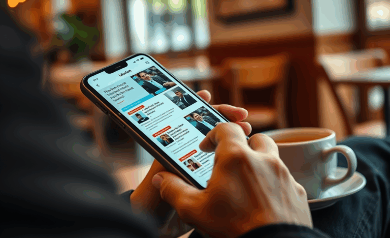 Un utilisateur consultant l'application Libération sur son mobile pour des actualités instantanées.