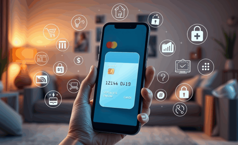 Image représentant une carte virtuelle moderne pour des paiements sécurisés.