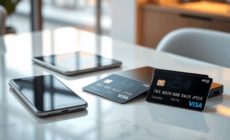 Image illustrant des cartes à puce et sans contact pour les paiements sécurisés.