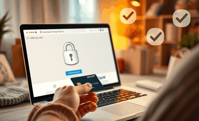 Image représentant des achats en ligne sécurisés avec des conseils sur la confiance et des méthodes de paiement.