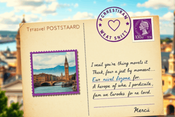 Image d'une carte postale personnalisée à envoyer à l'étranger avec un timbre international.