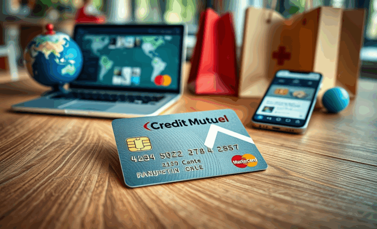 Image de la Carte Crédit Mutuel Mastercard affichant ses caractéristiques et avantages.