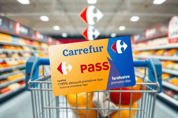 Image représentant les avantages de la Carte Carrefour Pass avec des promotions et des remises.