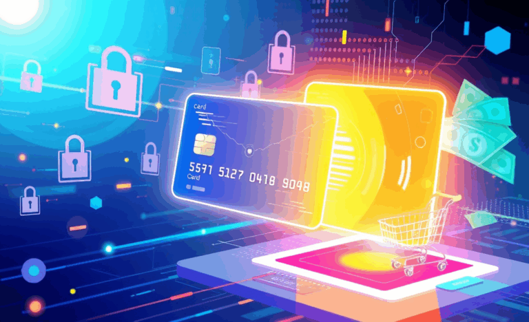 Image représentant une carte virtuelle pour les paiements en ligne.