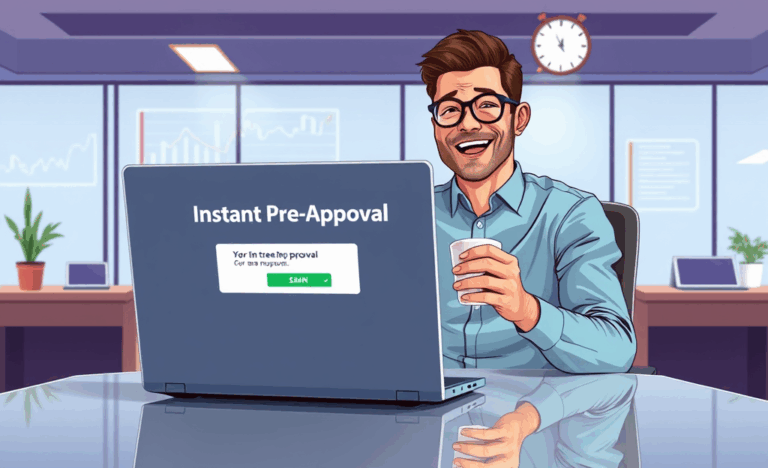 Illustration du service de pré-approbation instantanée disponible pour les emprunteurs.