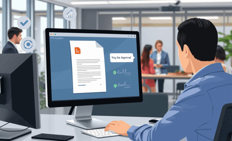 Illustration montrant le processus d'approbation d'un document unique pour validation.