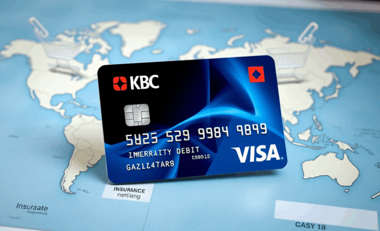Illustration de la Carte KBC Visa, idéale pour les paiements globaux.