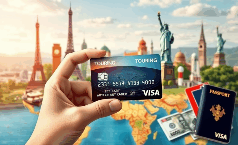 Image illustrant les avantages de la Carte Touring VISA pour les voyageurs.