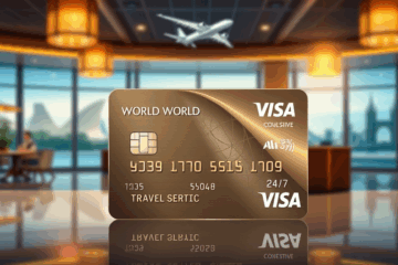 Carte Visa World Card mettant en avant ses avantages exclusifs et services de conciergerie.