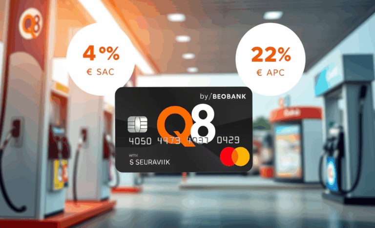 Carte Q8 World Mastercard avec avantages de crédit et de carburant.