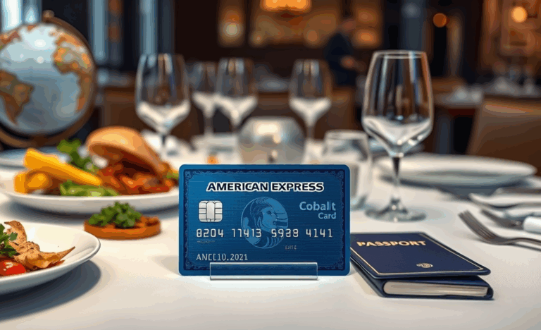 Image de la Carte American Express Cobalt, idéale pour les voyageurs et amateurs de gastronomie.