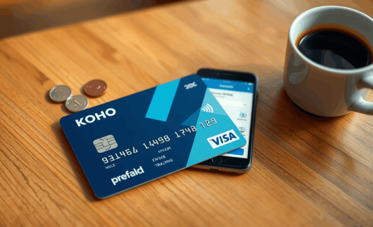 Image illustrant la Carte Prépayée Visa KOHO et ses fonctionnalités pratiques.
