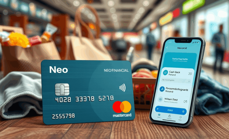 Carte Neo Financial Mastercard offrant des remises en argent.