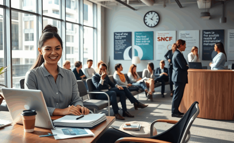 Image représentant le processus de recrutement à la SNCF, incluant des étapes clés comme la candidature et les entretiens.