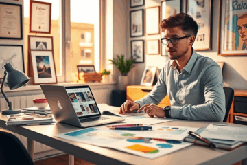 Portfolio créatif mettant en avant des compétences et réalisations professionnelles.