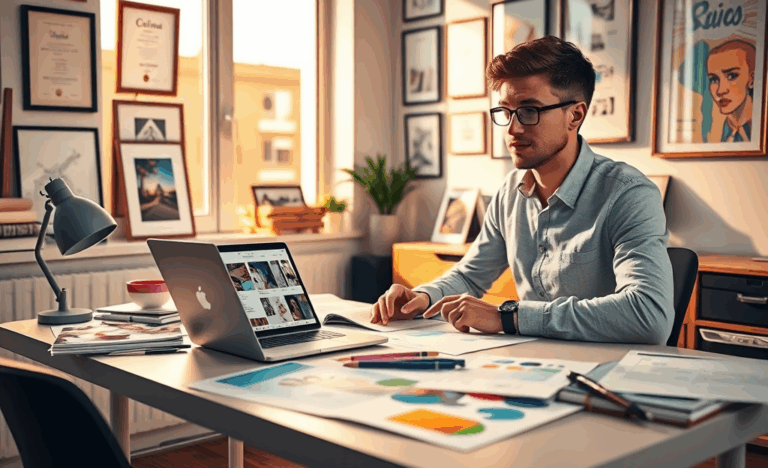 Portfolio créatif mettant en avant des compétences et réalisations professionnelles.